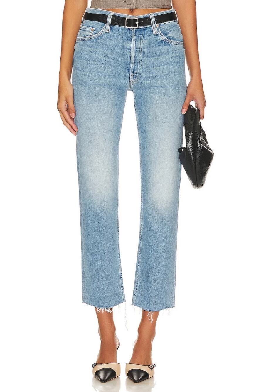 Mother Denim The Tomcat Ankle Fray Hi Rise Size 27 Kitty Corner Blue Stretch